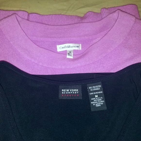 2 Med Blouses - Black V Neck - Lilac Sweater Top - Picture 2 of 8